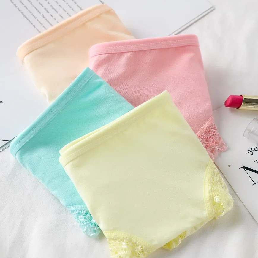 Women's Sexy Panties Lace Cotton Lingerie Briefs Female Underpanties Solid Color Low Waist Girl Cute Underwear Shorts -XL