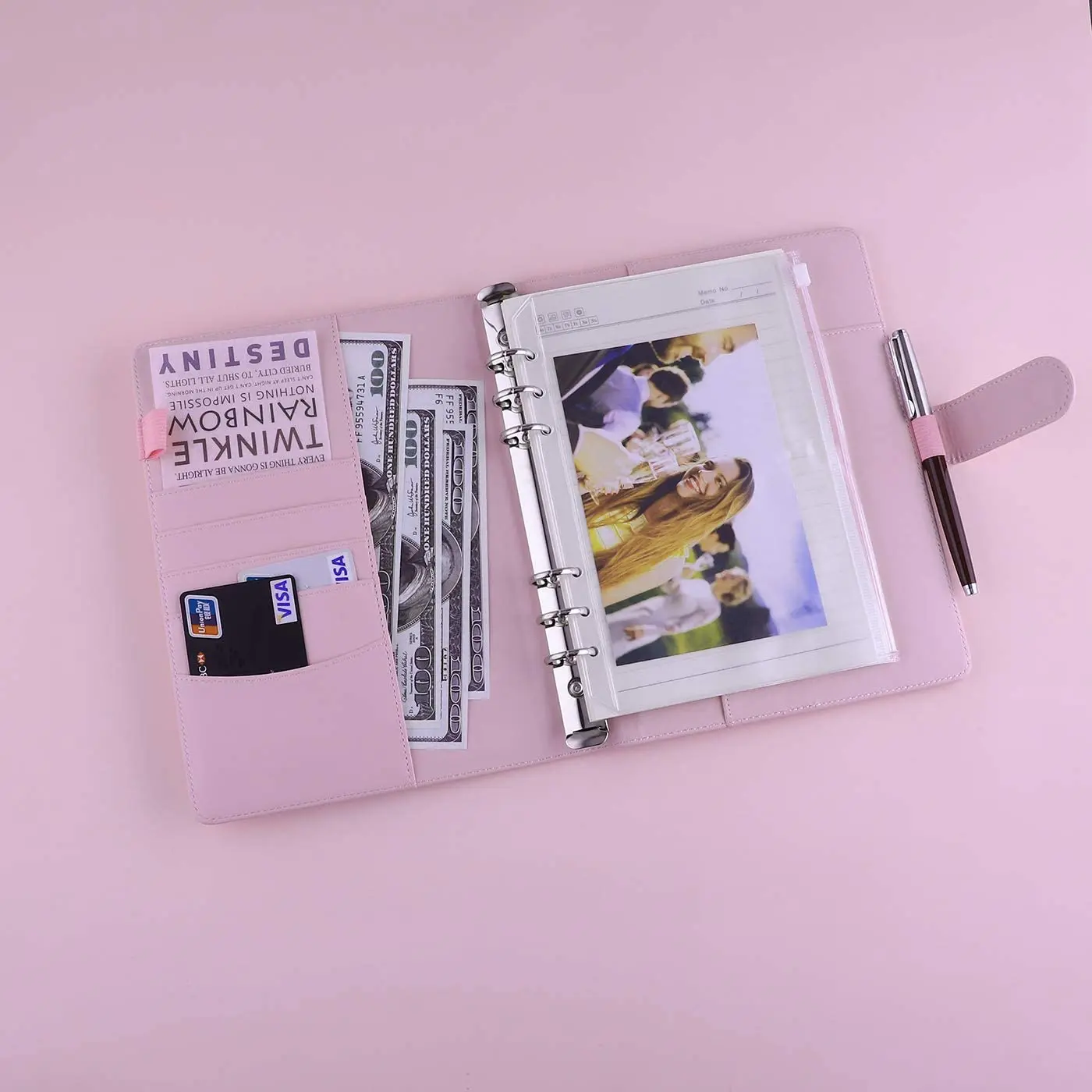 A5 Binder PU Leather 6-Ring Notebook Binder Cover for A5 Filler Paper, Refillable A5 Personal Planner Binder with Magnetic