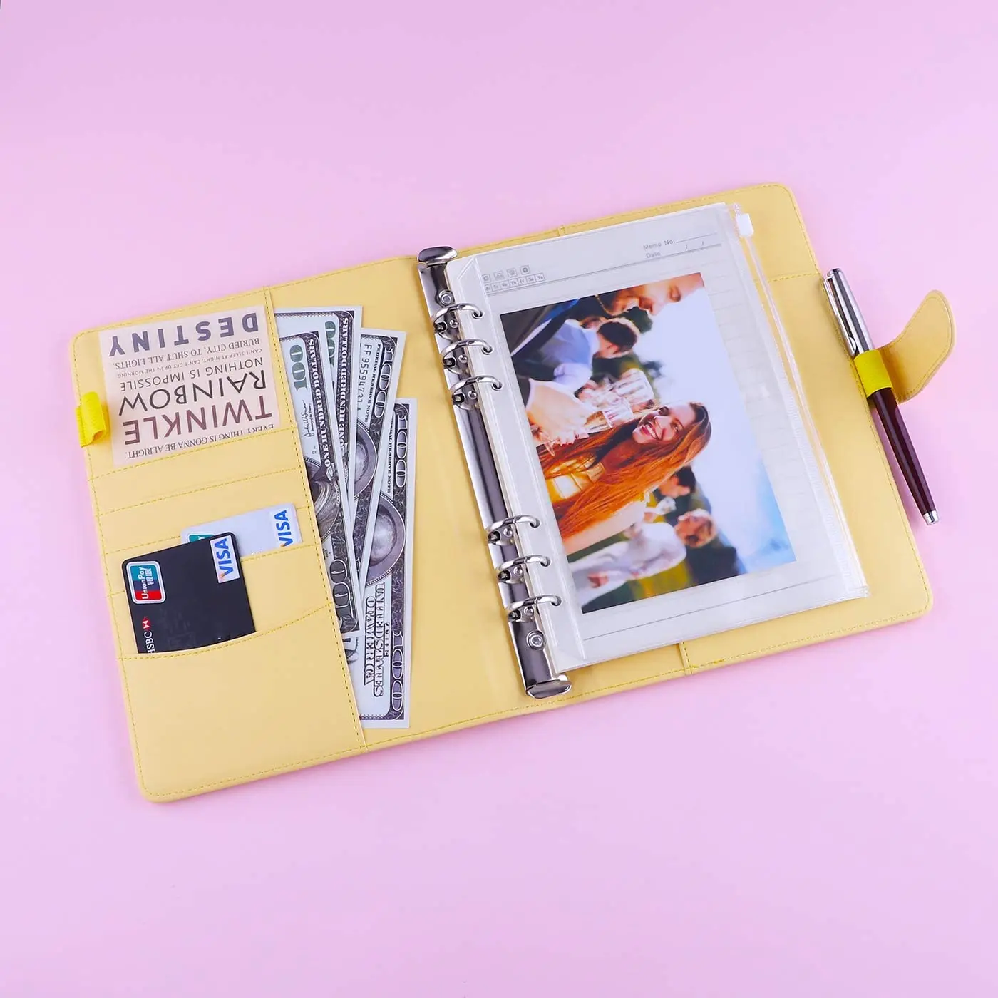 A5 Binder PU Leather 6-Ring Notebook Binder Cover for A5 Filler Paper, Refillable A5 Personal Planner Binder with Magnetic