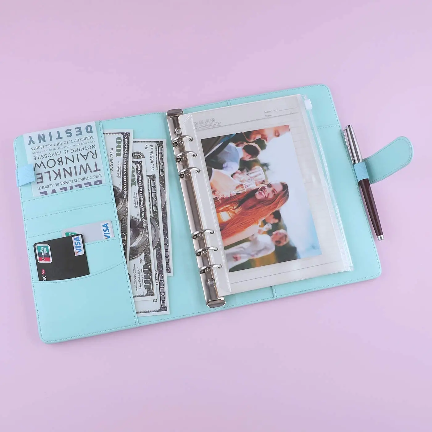 A5 Binder PU Leather 6-Ring Notebook Binder Cover for A5 Filler Paper, Refillable A5 Personal Planner Binder with Magnetic
