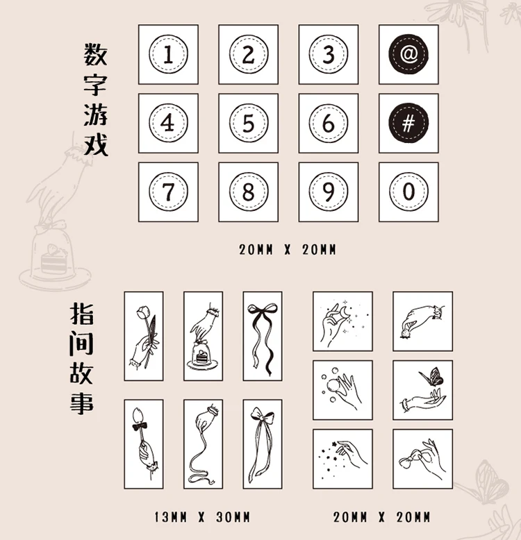 Jenny Chinese Character Number Universe Flower Week Wooden Rubber Stamp Scrapbooking Deco DIY Craft Standard Wooden Stamps