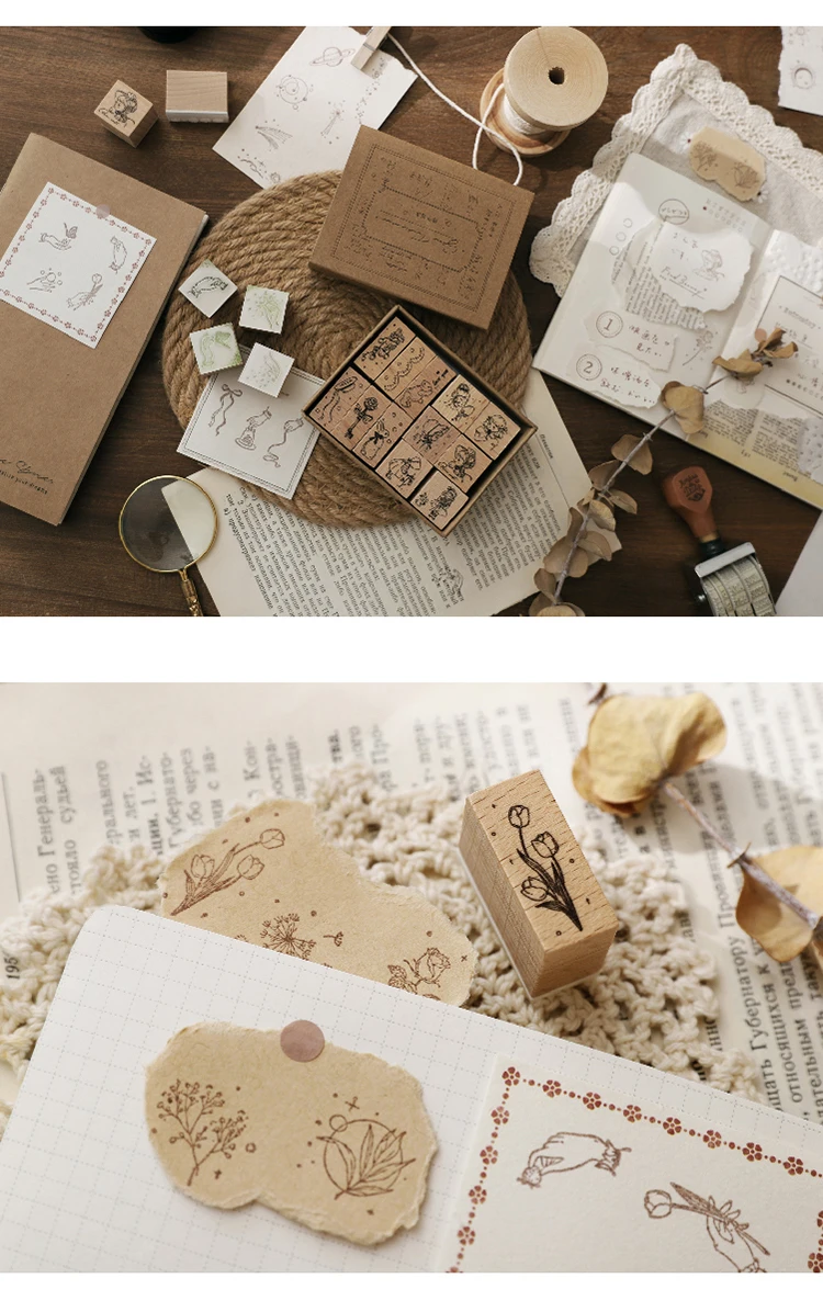 Jenny Chinese Character Number Universe Flower Week Wooden Rubber Stamp Scrapbooking Deco DIY Craft Standard Wooden Stamps