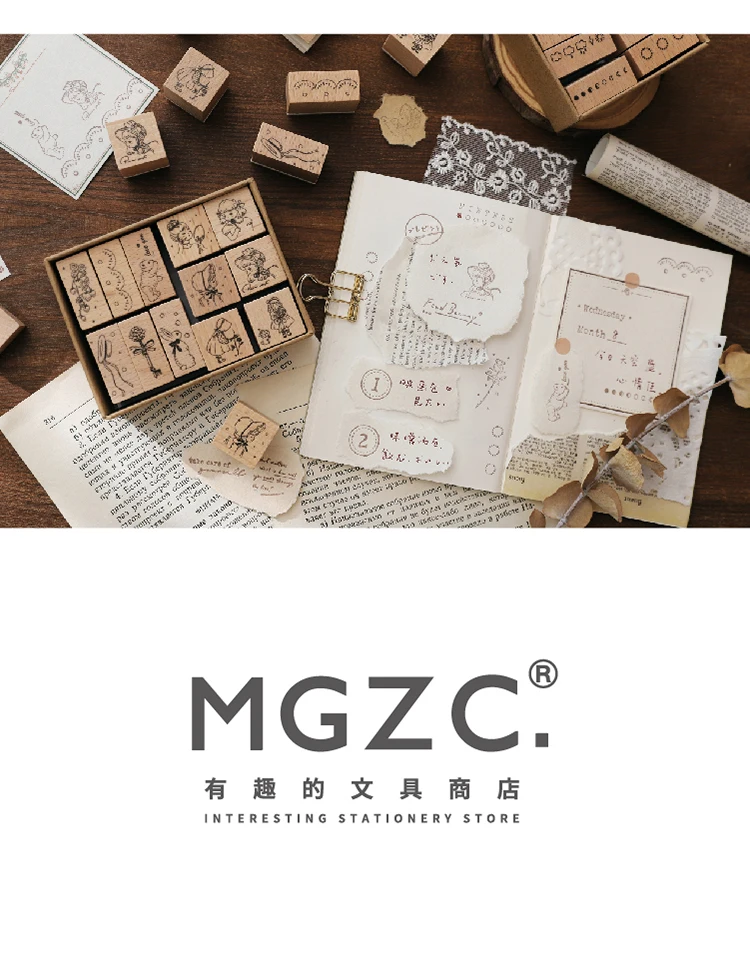 Jenny Chinese Character Number Universe Flower Week Wooden Rubber Stamp Scrapbooking Deco DIY Craft Standard Wooden Stamps