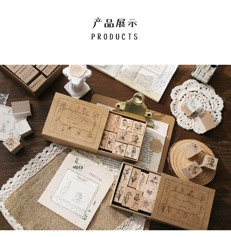 Jenny Chinese Character Number Universe Flower Week Wooden Rubber Stamp Scrapbooking Deco DIY Craft Standard Wooden Stamps