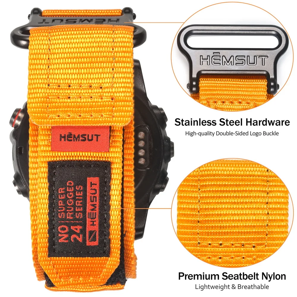HEMSUT Watch Band For Garmin Fenix8 7 6 Nylon Quickfit 20 22 26mm Sports Wrist Strap Compatible EPIX /MK3 /Tactix