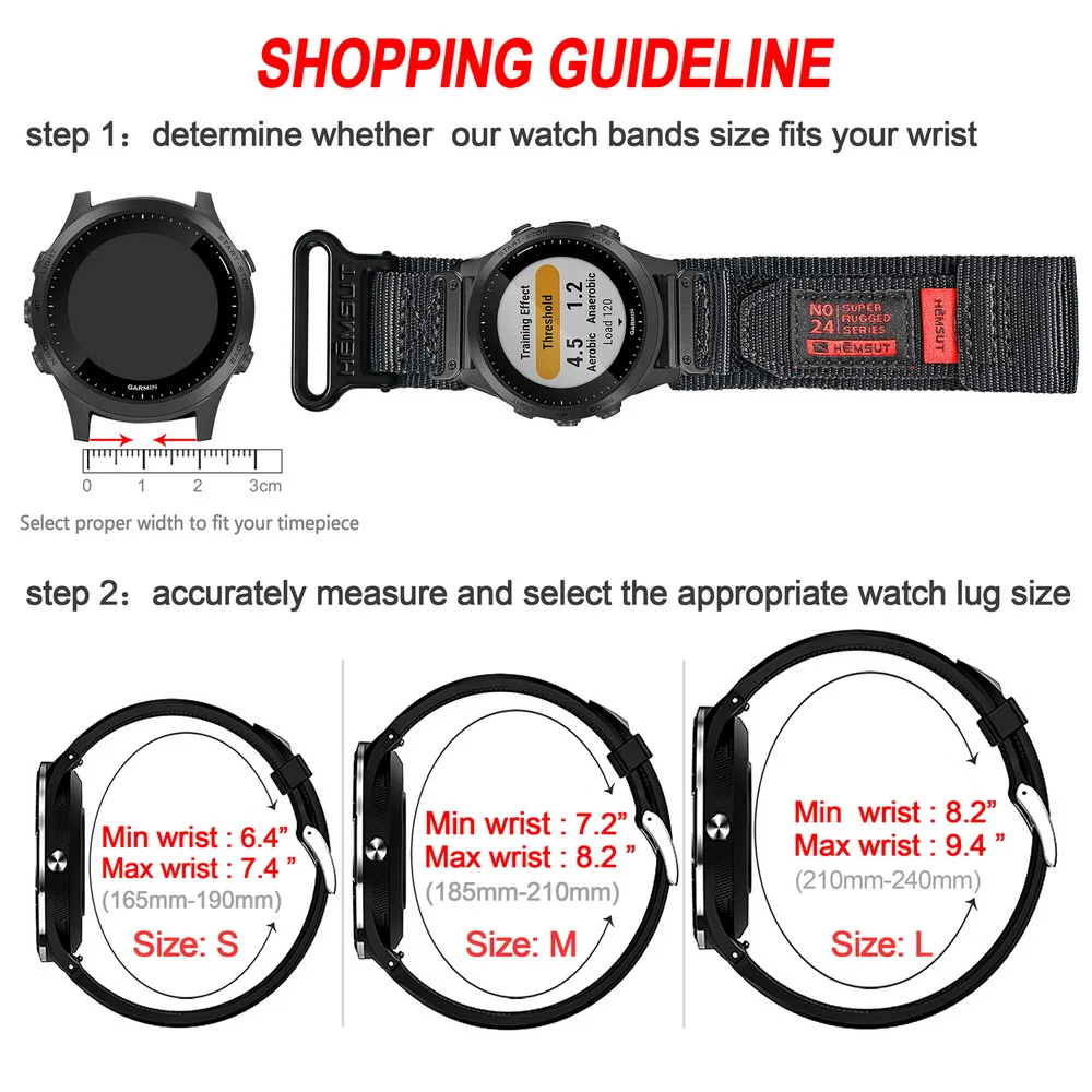HEMSUT Watch Band For Garmin Fenix8 7 6 Nylon Quickfit 20 22 26mm Sports Wrist Strap Compatible EPIX /MK3 /Tactix