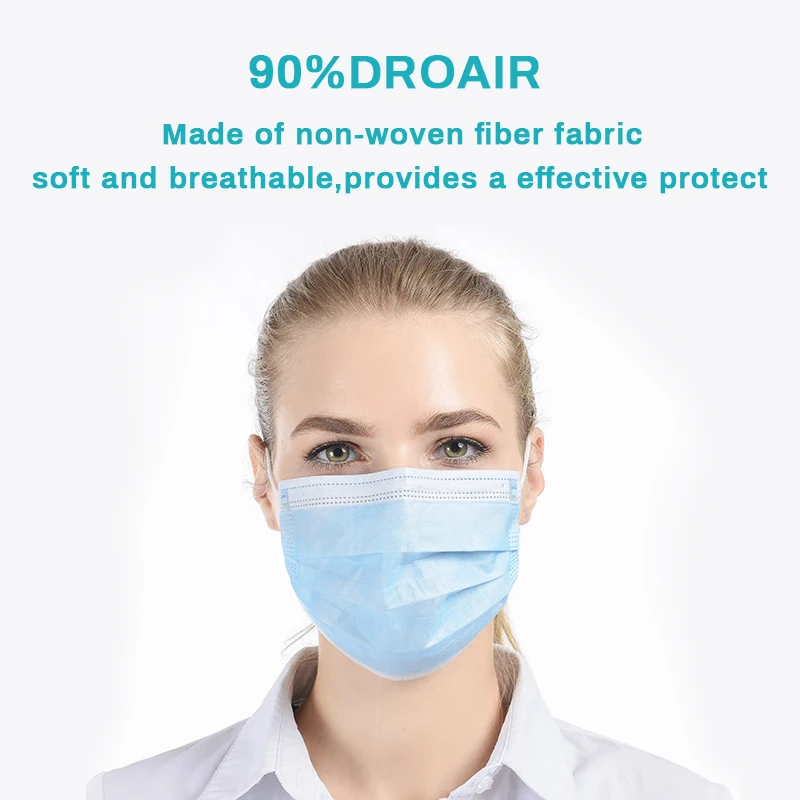 Disposable Earloop Pink Bule Black White Mouth Mask 3 Layers Meltblown Non-Woven Breathable Face Mask PM001