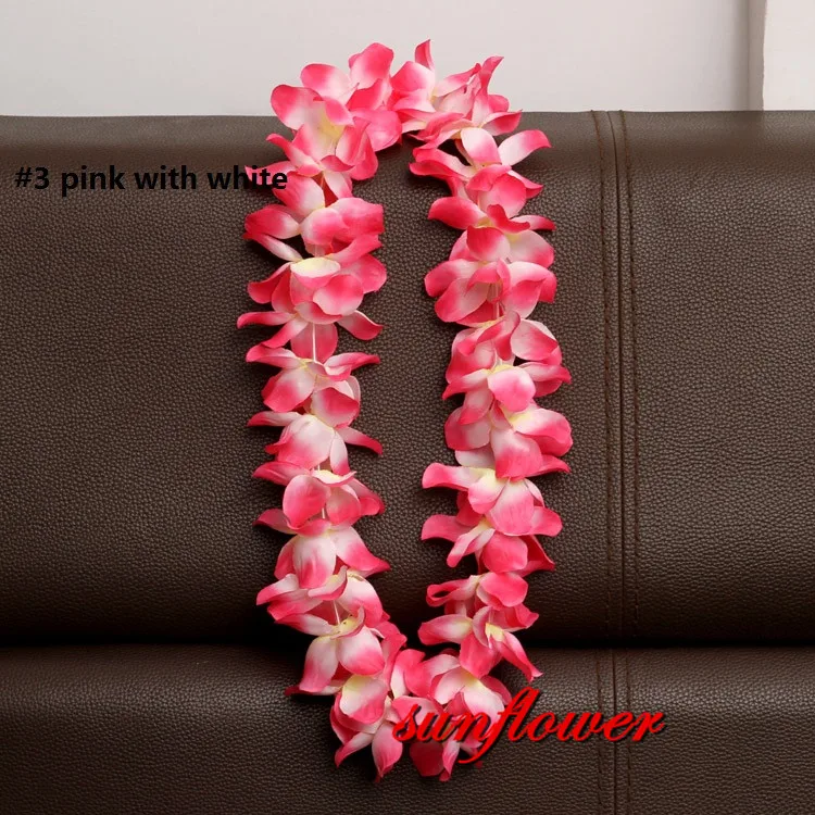 Hawaiian Flower Necklace Leis Artificial Garland Hawaii Beach Party Decoration Fancy Dress Luau Wedding Birthday Cosplay