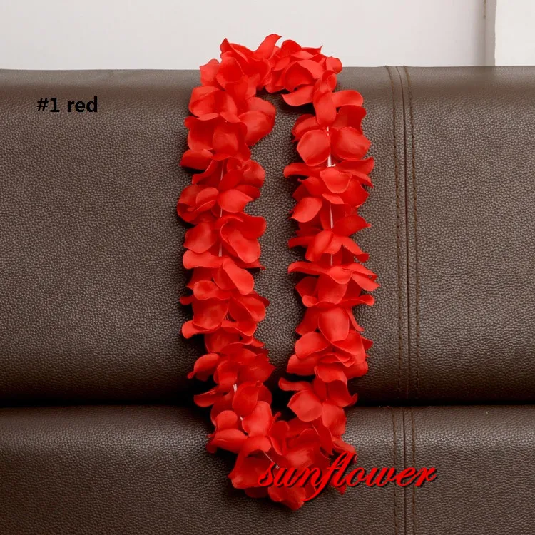 Hawaiian Flower Necklace Leis Artificial Garland Hawaii Beach Party Decoration Fancy Dress Luau Wedding Birthday Cosplay