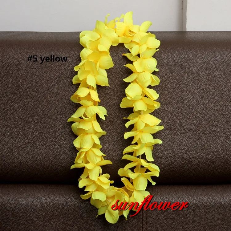 Hawaiian Flower Necklace Leis Artificial Garland Hawaii Beach Party Decoration Fancy Dress Luau Wedding Birthday Cosplay