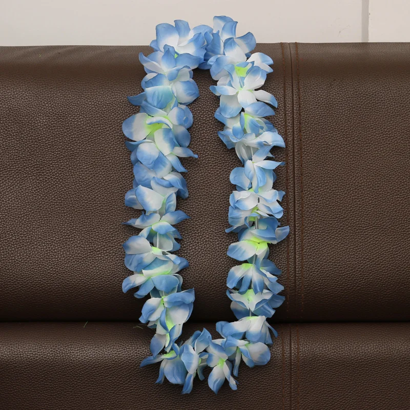 Hawaiian Flower Necklace Leis Artificial Garland Hawaii Beach Party Decoration Fancy Dress Luau Wedding Birthday Cosplay