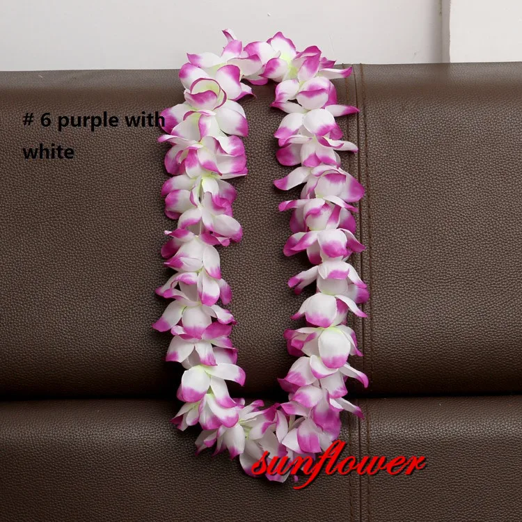 Hawaiian Flower Necklace Leis Artificial Garland Hawaii Beach Party Decoration Fancy Dress Luau Wedding Birthday Cosplay