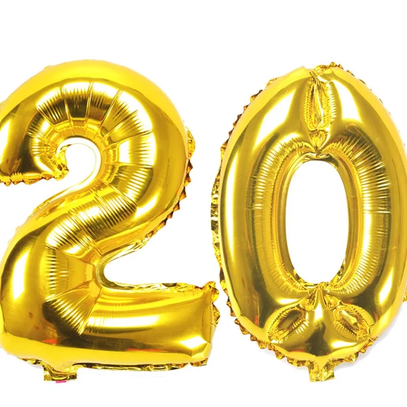 40 Inch Large Number Figure Balloons 10 20 30 40 50 60 70 80 90 Years Adult Birthday Anniversary Decoration Supplies Gold Silver