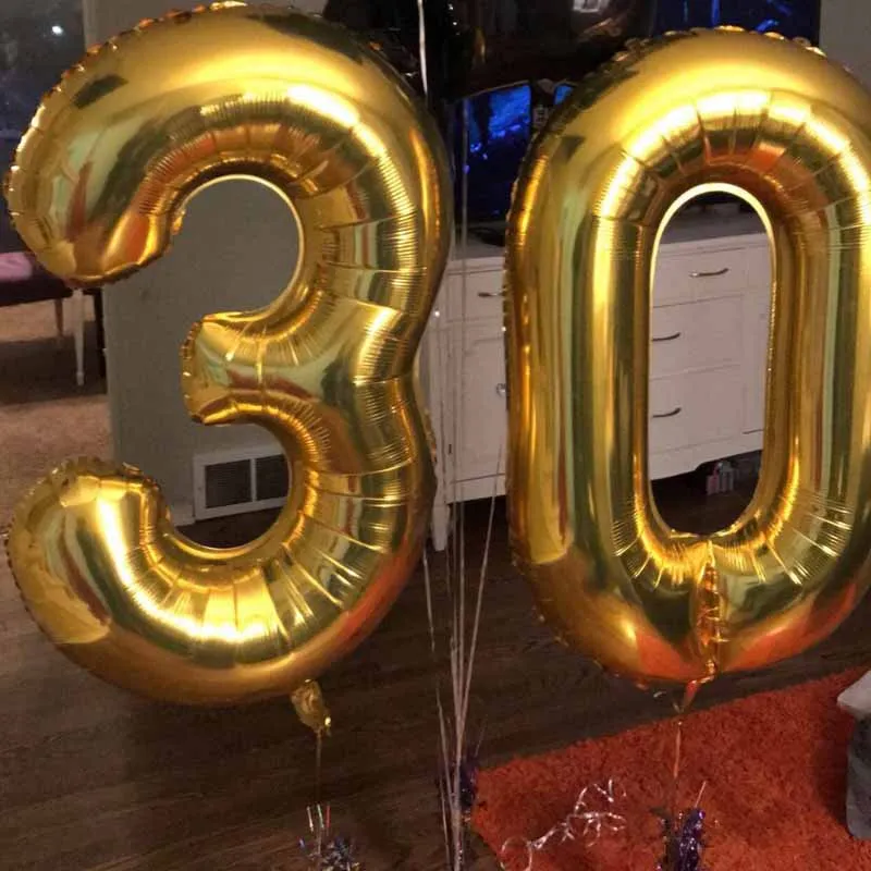 40 Inch Large Number Figure Balloons 10 20 30 40 50 60 70 80 90 Years Adult Birthday Anniversary Decoration Supplies Gold Silver