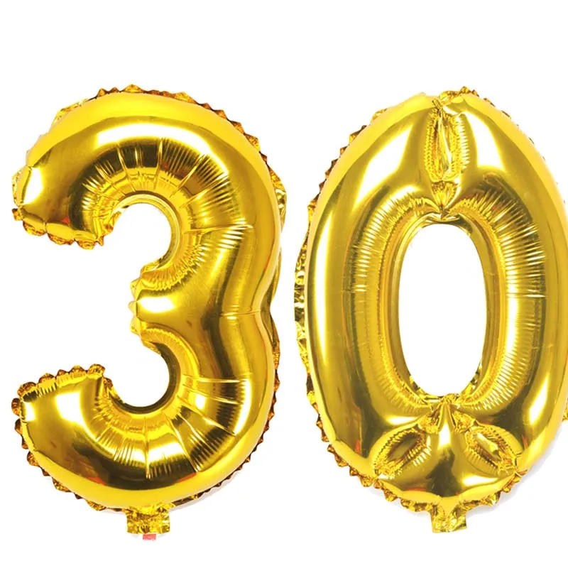 40 Inch Large Number Figure Balloons 10 20 30 40 50 60 70 80 90 Years Adult Birthday Anniversary Decoration Supplies Gold Silver