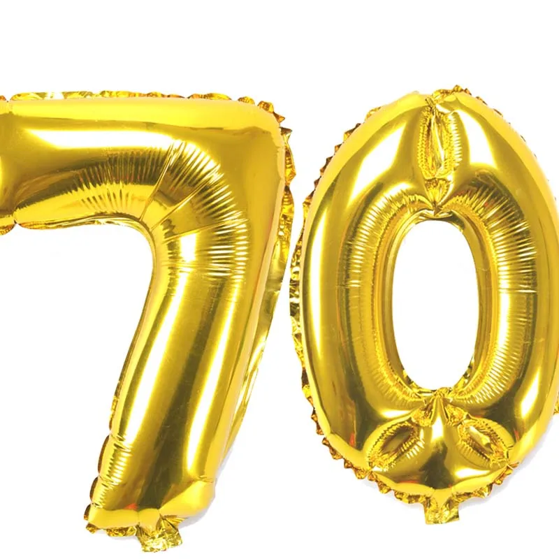 40 Inch Large Number Figure Balloons 10 20 30 40 50 60 70 80 90 Years Adult Birthday Anniversary Decoration Supplies Gold Silver