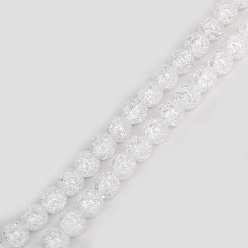 Natural Stone Beads White Snow Cracked Quartz Crystal Bead Spacer Beads 15" Strand 4 6 8 10 12MM Pick Size For Jewelry Making