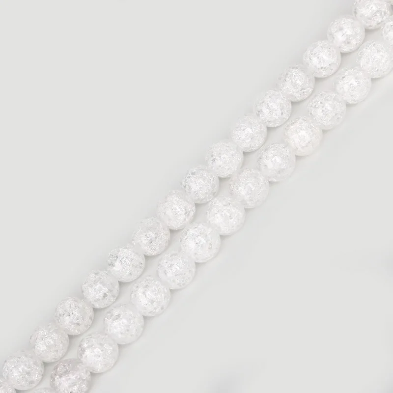 Natural Stone Beads White Snow Cracked Quartz Crystal Bead Spacer Beads 15" Strand 4 6 8 10 12MM Pick Size For Jewelry Making