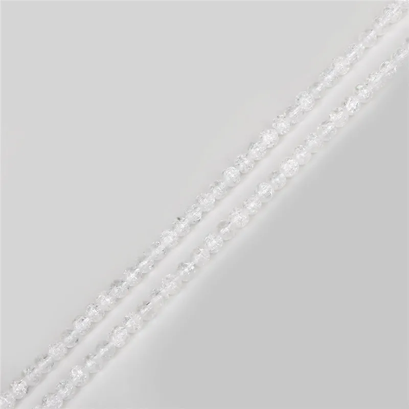 Natural Stone Beads White Snow Cracked Quartz Crystal Bead Spacer Beads 15" Strand 4 6 8 10 12MM Pick Size For Jewelry Making