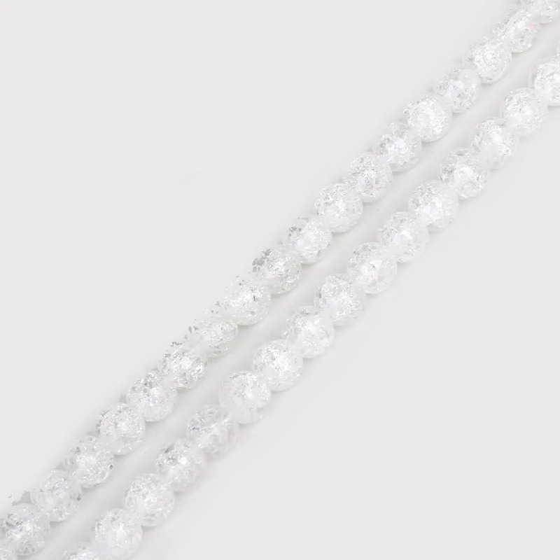 Natural Stone Beads White Snow Cracked Quartz Crystal Bead Spacer Beads 15" Strand 4 6 8 10 12MM Pick Size For Jewelry Making