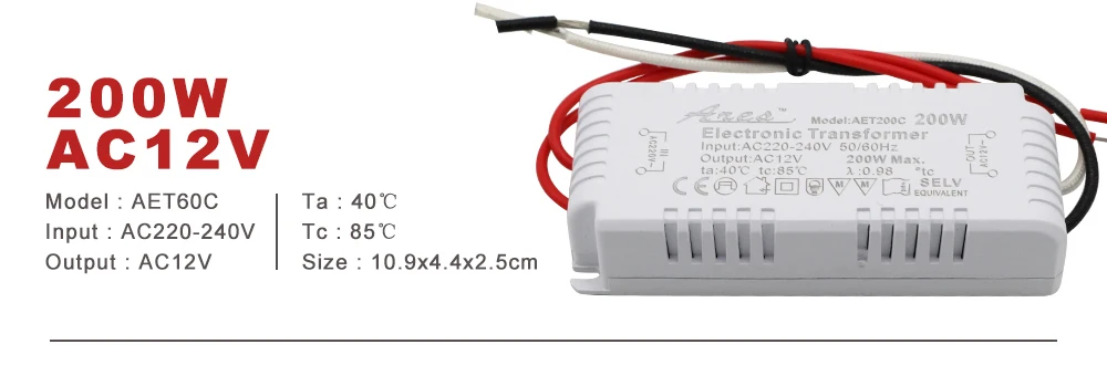 Dimmable Electronic Transformer AC 220V to AC 12V 60W 80W 105W 120W 160W 180W 200W CE Certification For Halogen Light Bead