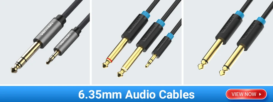 Vention 3.5mm to Double 6.5mm TRS Cable AUX Male Mono 6.5 Jack to Stereo 3.5 Jack Audio Cable for Mixer Amplifier 6.35mm Adapter