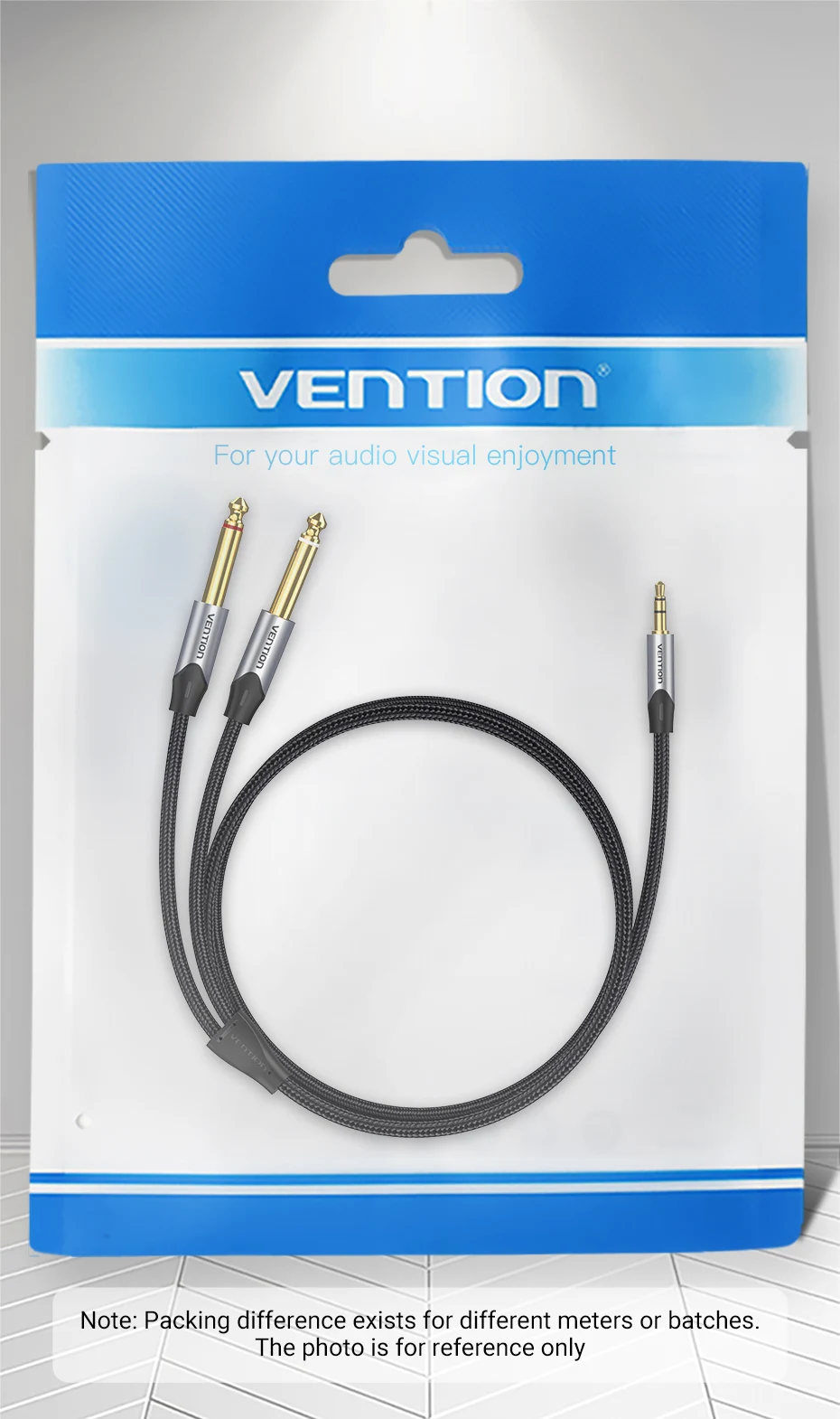 Vention 3.5mm to Double 6.5mm TRS Cable AUX Male Mono 6.5 Jack to Stereo 3.5 Jack Audio Cable for Mixer Amplifier 6.35mm Adapter