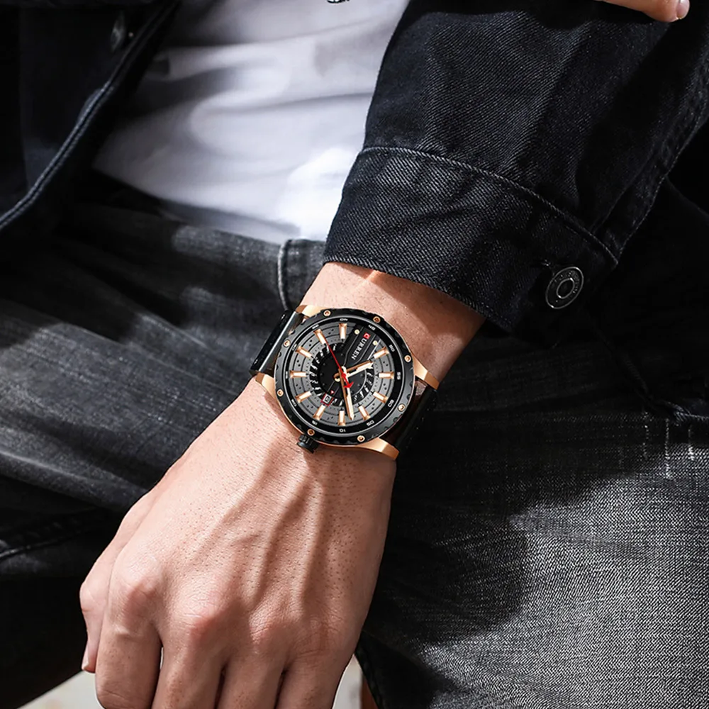 CURREN Watches Top Brand Fashion Leather Wristwatch Casual Quartz Men's Watch with Box New Chic Clock Luminous Hands