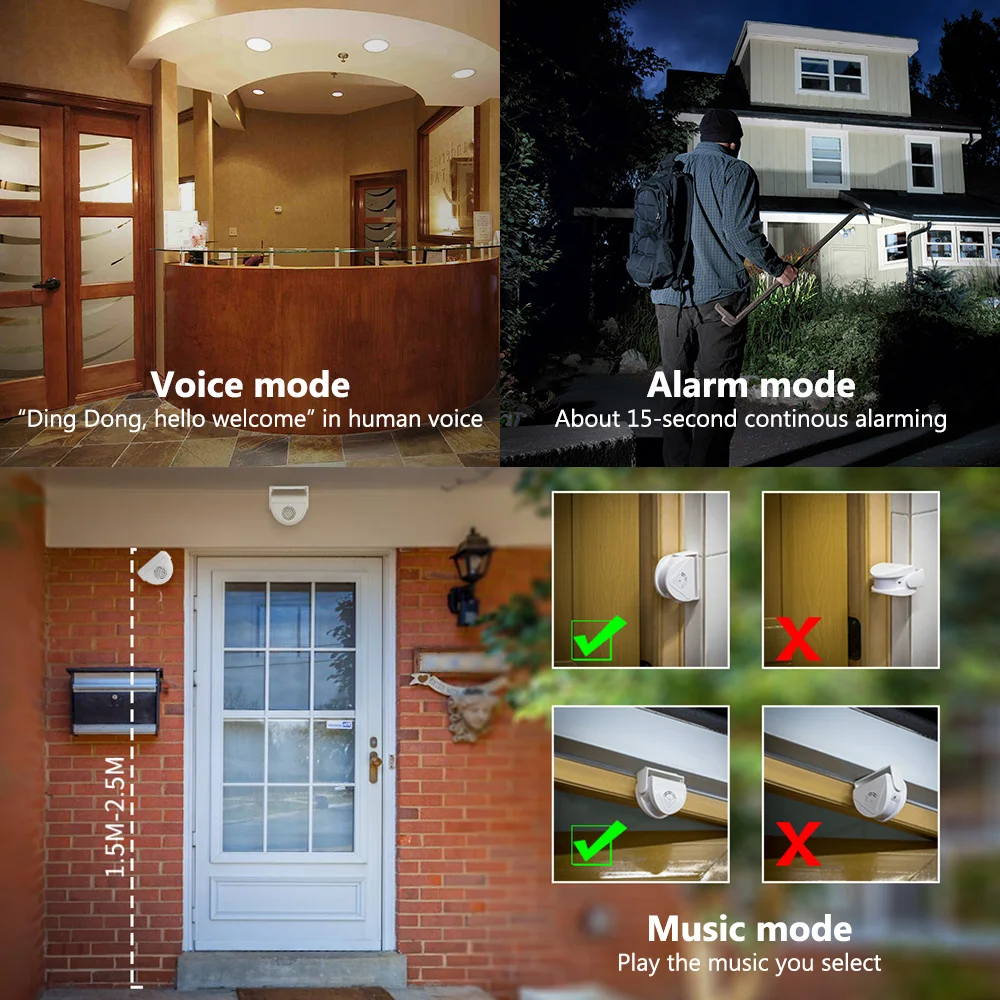 32 Songs Welcome Infrared Chime Doorbell Wireless Adjustable Volume Door bell PIR Motion Detector Alarm For Home Shop Store