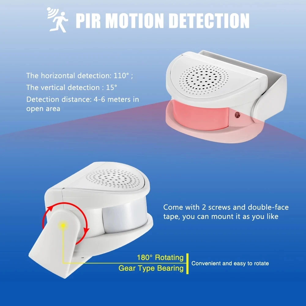 32 Songs Welcome Infrared Chime Doorbell Wireless Adjustable Volume Door bell PIR Motion Detector Alarm For Home Shop Store