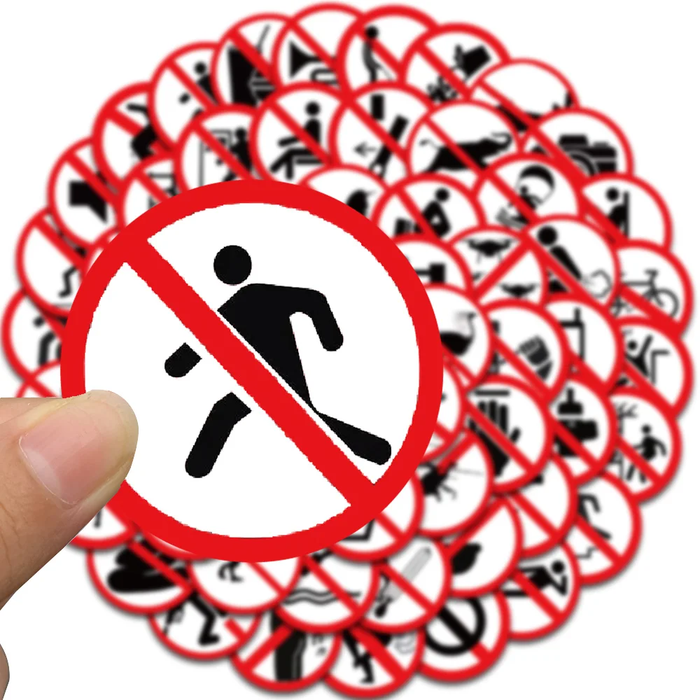 62PCS Funny Prohibition Sign Sticker Nostalgia Vintage Laptop Luggage Skateboard Art Picture Aesthetic Decoration Stickers