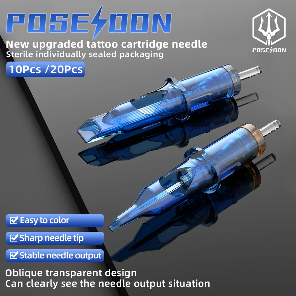 Tattoo Cartridge Needles POSEIDON V3 10PCS Disposable Safty RL RS RM M1 Tattoo Needle Hot Sale Purple Tattoo Cartridge Needles
