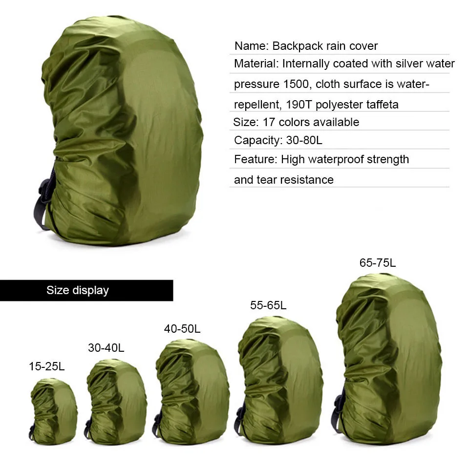 KoKossi 20-80L Lightweight Nylon Water Resistant Waterproof Backpack Outdoor Camping Hiking Travel Cycling Rain Cover Dust Cover
