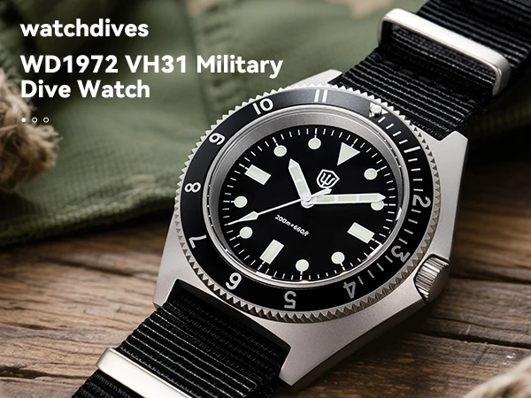 Watchdives WD1972 Quartz Watch VH31 Sweep Seconds Movement Sapphire Crystal BGW9 Luminous 20Bar Waterproof Vintage Men Watches