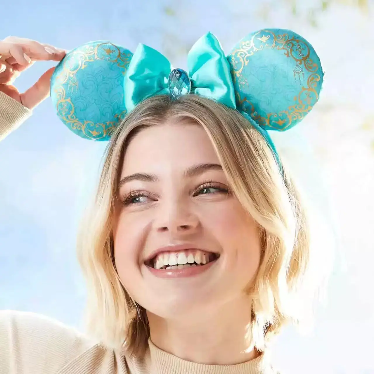 2025 Disney Princess Seris Mickey Mouse Headband Disneyland Minnie Ears PU Leather Headwear Children Girl Toys Decoration