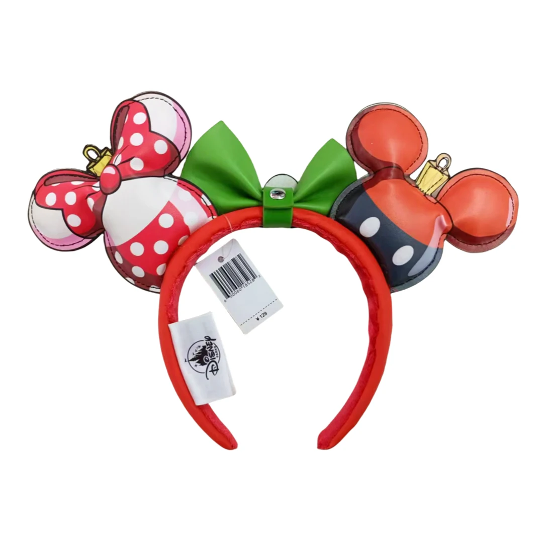 2025 Disney Princess Seris Mickey Mouse Headband Disneyland Minnie Ears PU Leather Headwear Children Girl Toys Decoration
