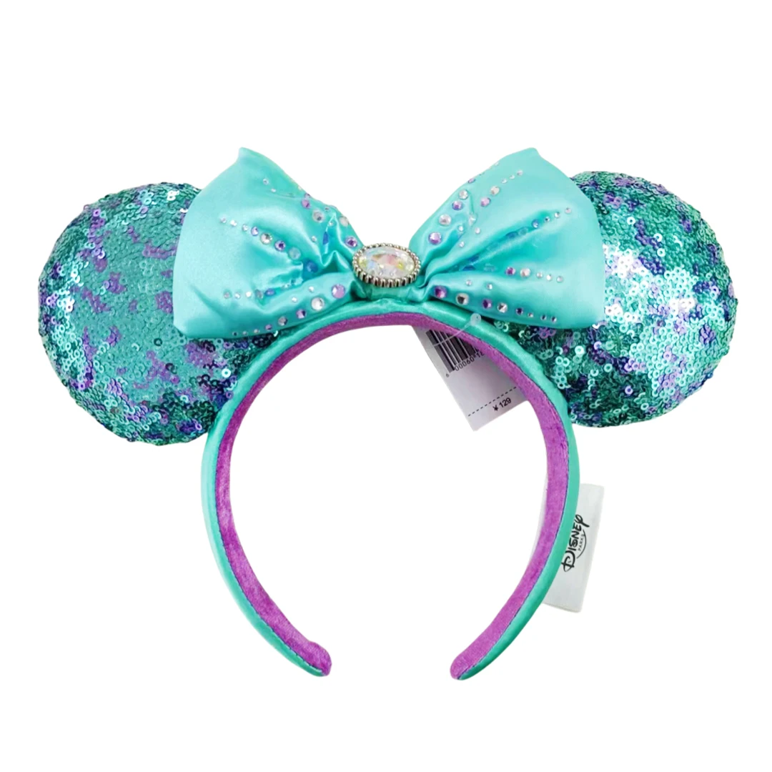 2025 Disney Princess Seris Mickey Mouse Headband Disneyland Minnie Ears PU Leather Headwear Children Girl Toys Decoration