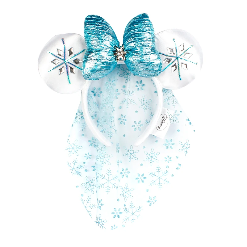 2025 Disney Princess Seris Mickey Mouse Headband Disneyland Minnie Ears PU Leather Headwear Children Girl Toys Decoration