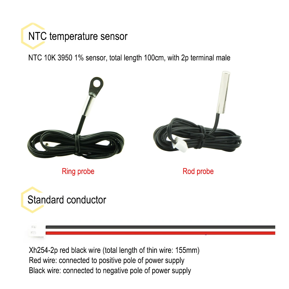 DC 4-30V LED Display Dual Red Blue Green Digital Temperature Sensor DC Single Voltage Dual Thermometer NTC 10K 3950 Probe Cable