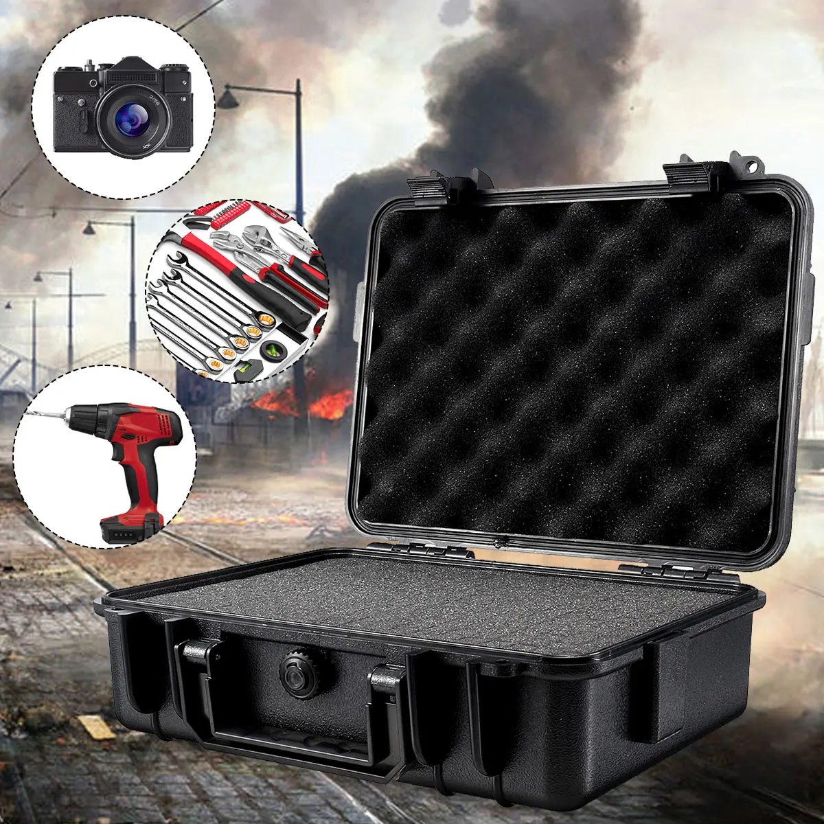 9 Sizes Tool Box Waterproof Plastic Hard Carry Case With pre-cut Sponge Tool Organizer Boxes Tool Cabinet Foam Hardware Toolbox