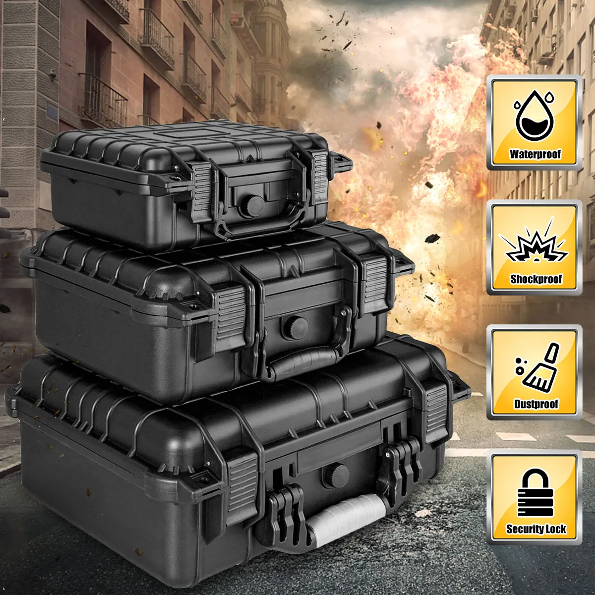 9 Sizes Tool Box Waterproof Plastic Hard Carry Case With pre-cut Sponge Tool Organizer Boxes Tool Cabinet Foam Hardware Toolbox