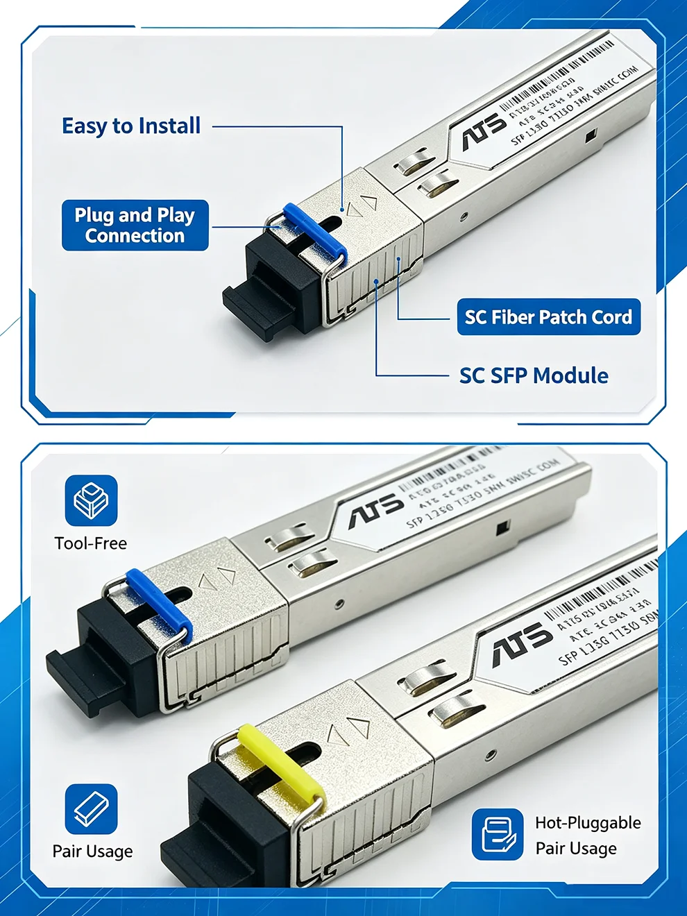 SFP Module SC Interface 1310/1550nm 1.25G BIDI Fiber Transceiver DDM Gigabit SFP Optical Module Compatible with H3C Cisco Huawei