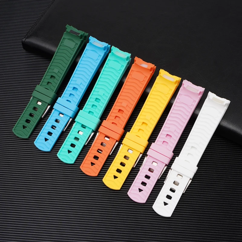 Silicone Rubber Strap for Omega X Swatch Joint MoonSwatch Curved End Diving Sport Watch Band Bracelet 20mm for Seamaster 300