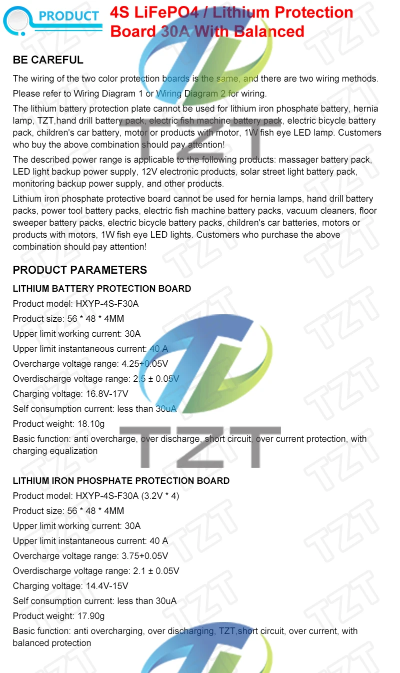 BMS 4S 3.2V 3.7V 30A LiFePO4 / Lithium Battery Charge Protection Board 12.8V 14.4V 18650 32650 Battery Packs With Balance