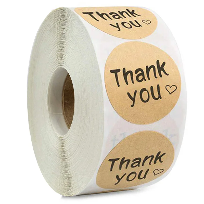 50-500pcs Merci Kraft Sticker French Thank You Fait Main Avec Amour DIY Multifunction Paper Label Adhesive Gift Seal Sticker