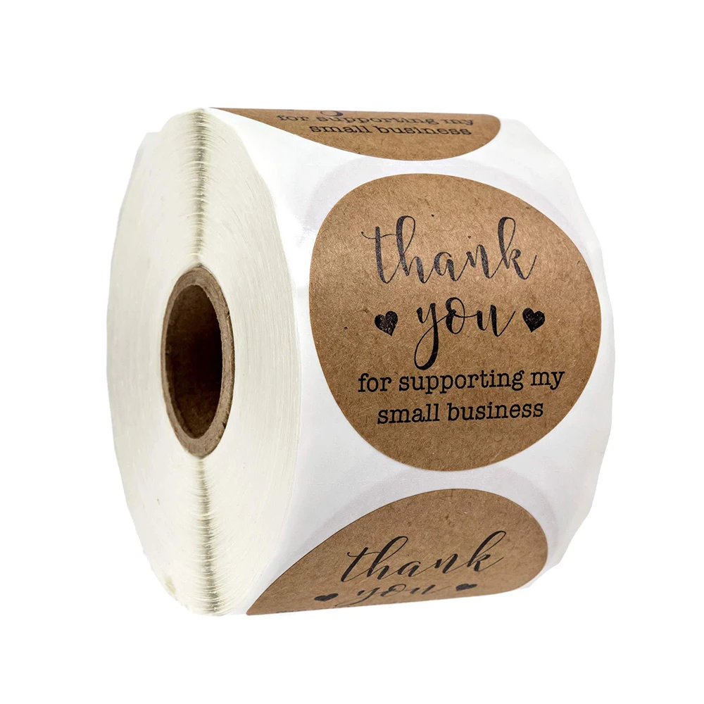 50-500pcs Merci Kraft Sticker French Thank You Fait Main Avec Amour DIY Multifunction Paper Label Adhesive Gift Seal Sticker
