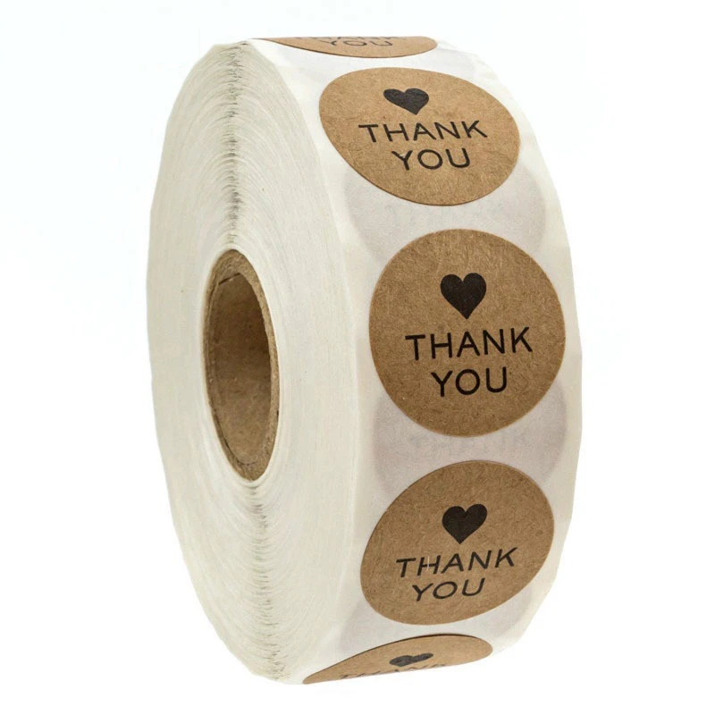 50-500pcs Merci Kraft Sticker French Thank You Fait Main Avec Amour DIY Multifunction Paper Label Adhesive Gift Seal Sticker