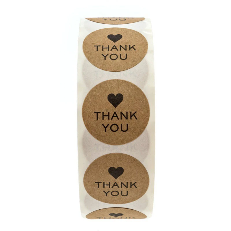 50-500pcs Merci Kraft Sticker French Thank You Fait Main Avec Amour DIY Multifunction Paper Label Adhesive Gift Seal Sticker