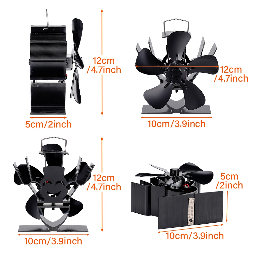 Mini Stove Fan Heat Powered Fireplace Fan Log Wood Burner Eco-fan Quiet 5 Blade Fireplace Fan Home Winter Warm Heat Distribution