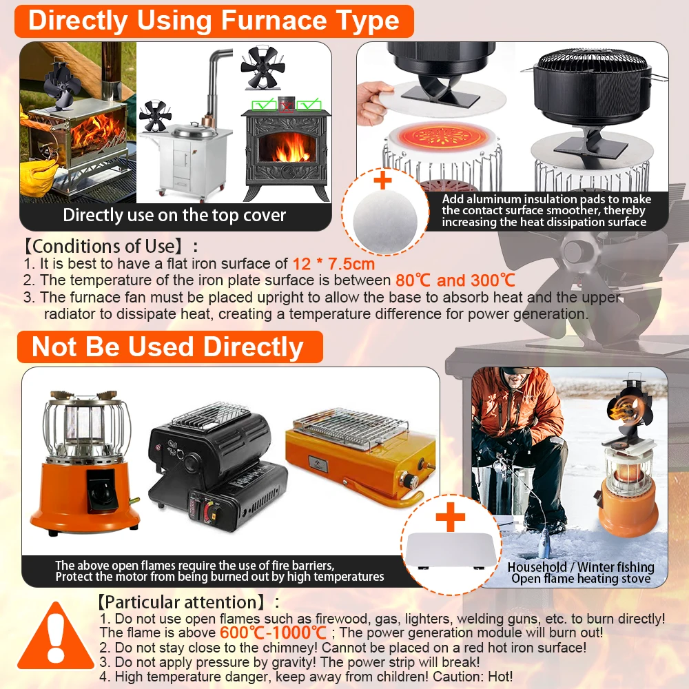 Mini Stove Fan Heat Powered Fireplace Fan Log Wood Burner Eco-fan Quiet 5 Blade Fireplace Fan Home Winter Warm Heat Distribution